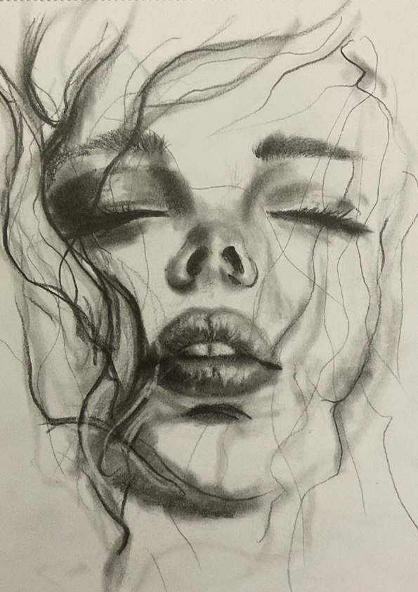 Charcoal Woman Drawing