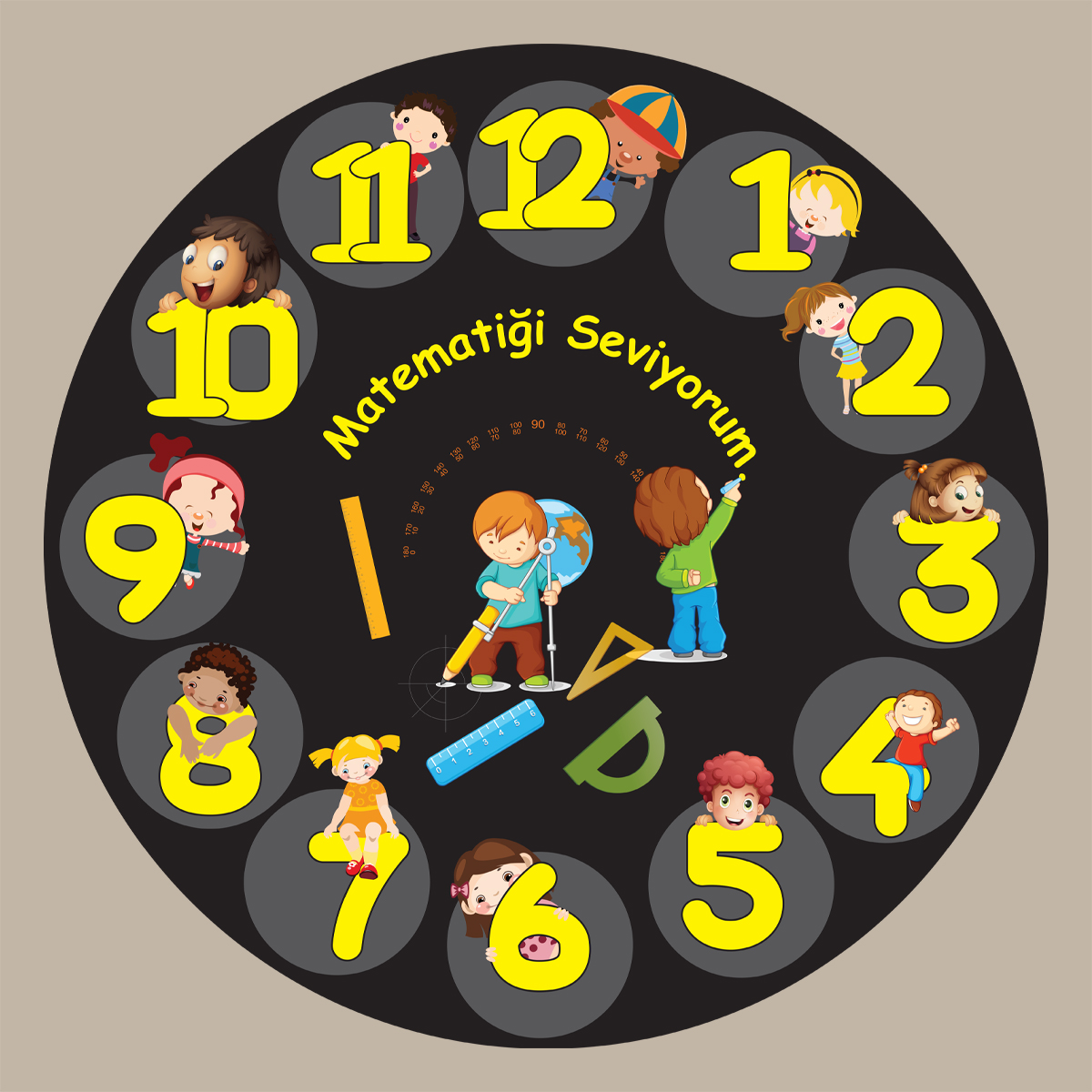 Clock Design For Kids Black